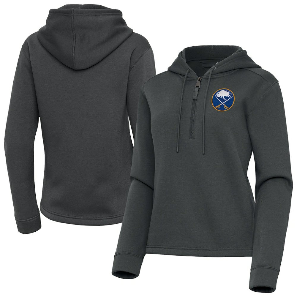 Buffalo Sabres Antigua Women's Contemporary Quarter-Zip Hoodie - Pewter - NHL