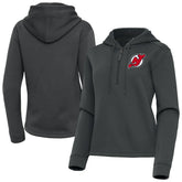 New Jersey Devils Antigua Women's Contemporary Quarter-Zip Hoodie - Pewter - NHL