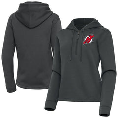 New Jersey Devils Antigua Women's Contemporary Quarter-Zip Hoodie - Pewter - NHL