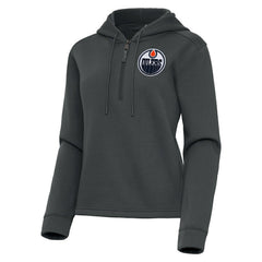 Edmonton Oilers Antigua Women's Contemporary Quarter-Zip Hoodie - Pewter - NHL