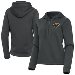Minnesota Wild Antigua Women's Contemporary Quarter-Zip Hoodie - Pewter - NHL
