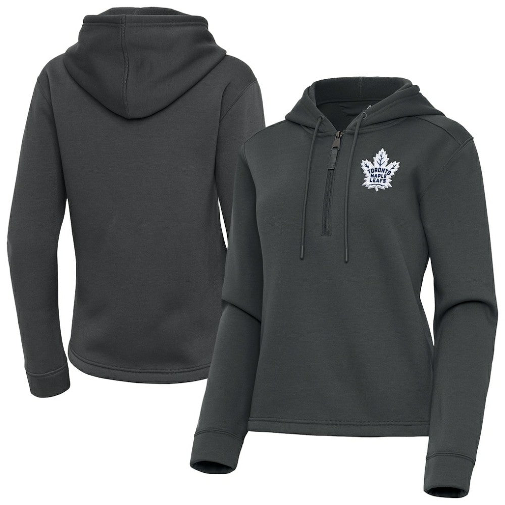 Toronto Maple Leafs Antigua Women's Contemporary Quarter-Zip Hoodie - Pewter - NHL