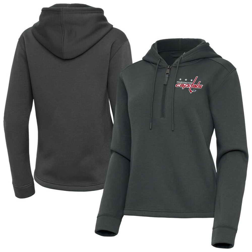 Washington Capitals Antigua Women's Contemporary Quarter-Zip Hoodie - Pewter - NHL