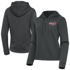 Washington Capitals Antigua Women's Contemporary Quarter-Zip Hoodie - Pewter - NHL