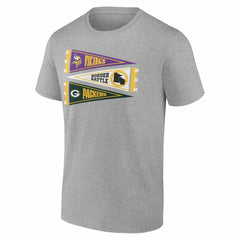 Minnesota Vikings vs. Green Bay Packers Border Battle Pennant T-Shirt Heather Gray | Fanatics