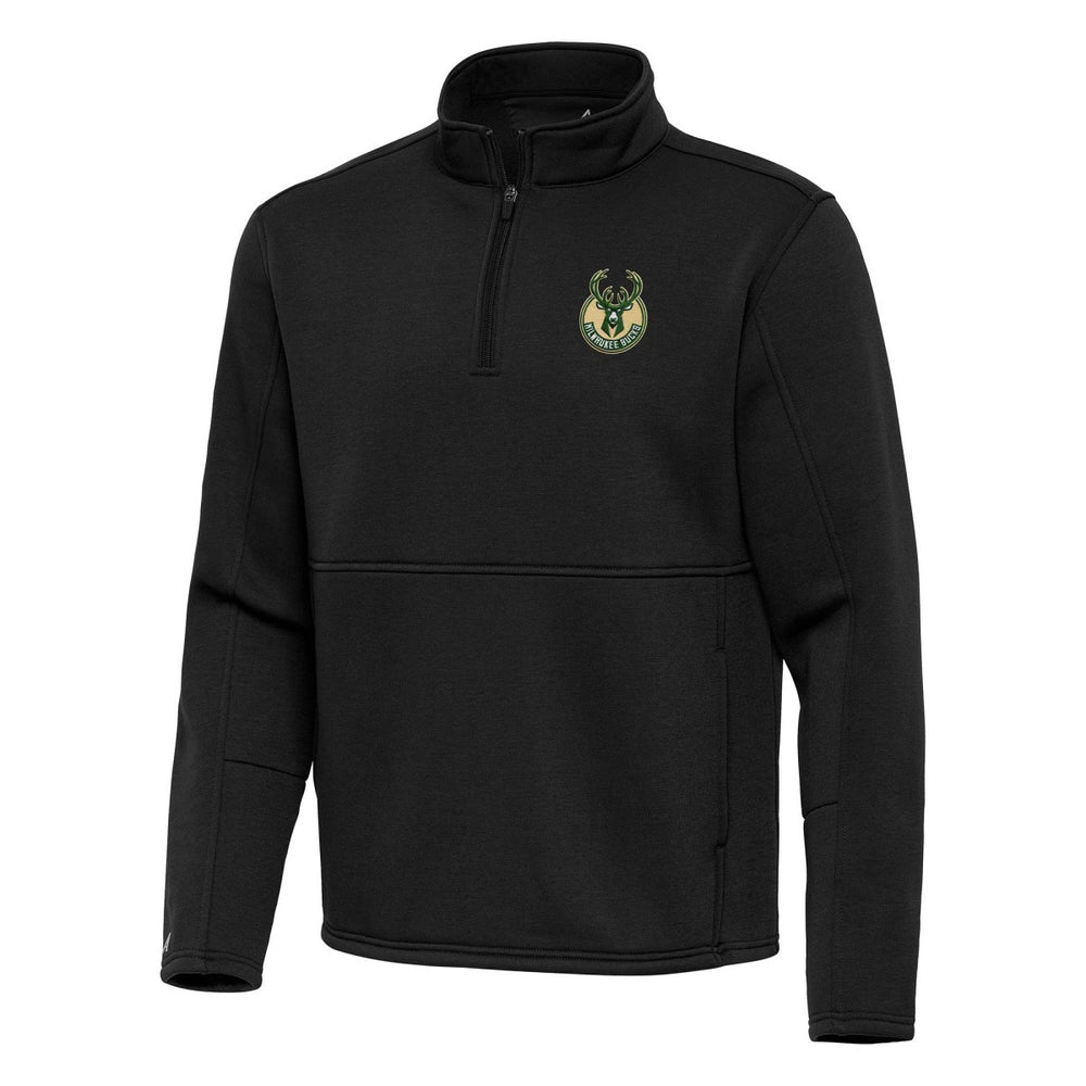 Milwaukee Bucks Antigua Twist Quarter-Zip Pullover Top - Black - NBA