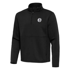 Brooklyn Nets Antigua Twist Quarter-Zip Pullover Top - Black - NBA