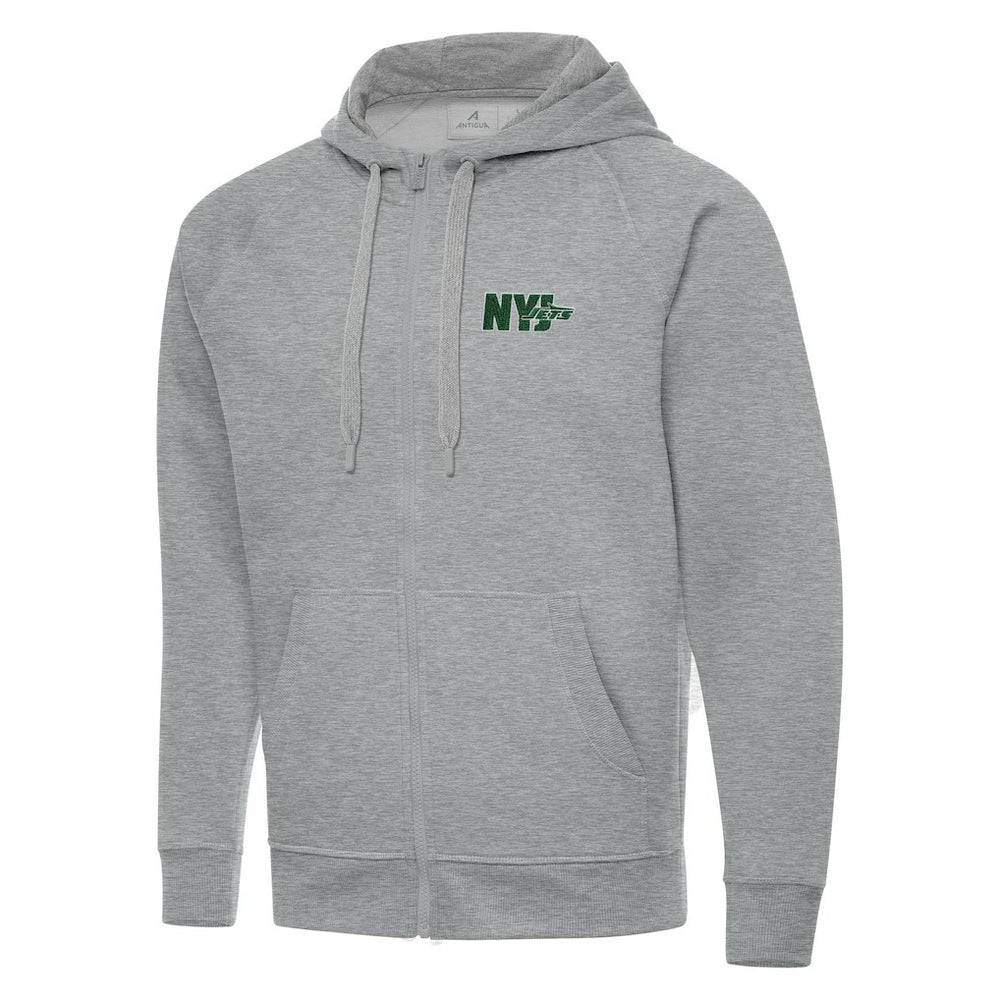 Men's New York Jets Antigua Victory Full-Zip Hoodie Heather Gray | NFL