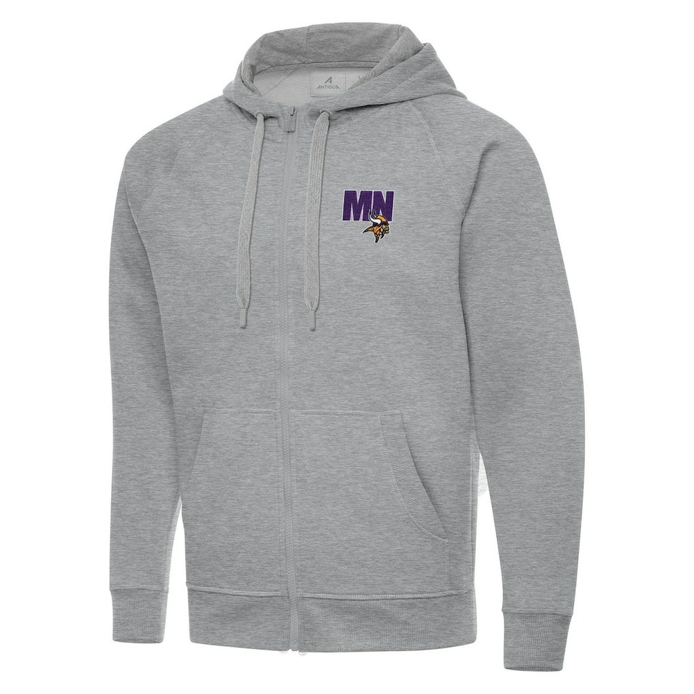 Men's Minnesota Vikings Antigua Victory Full-Zip Hoodie Heather Gray | NFL