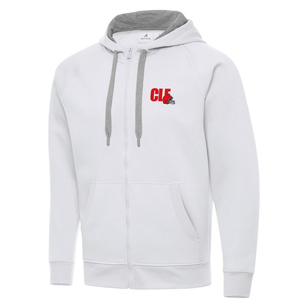 Men's Cleveland Browns Antigua Victory Full-Zip Hoodie White | NFL