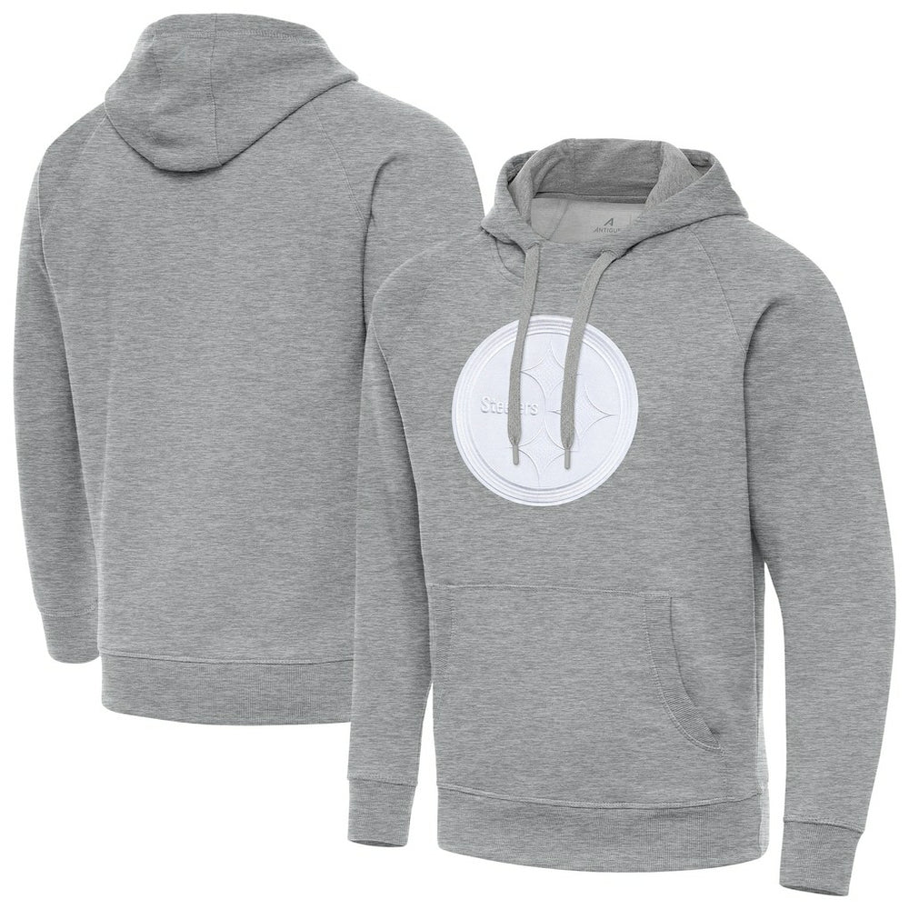 Pittsburgh Steelers Antigua Victory Pullover Hoodie Heather Gray | NFL