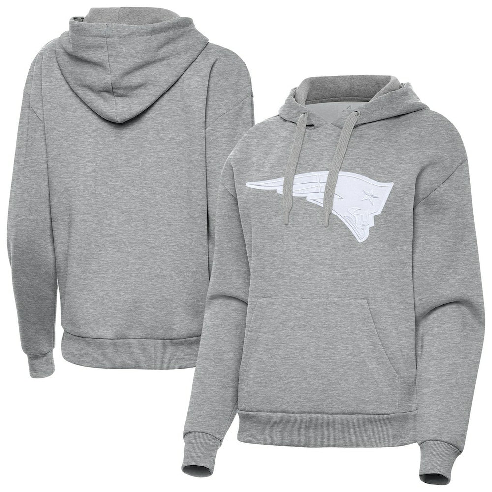 New England Patriots Antigua Women's Victory Pullover Hoodie Heather Gray | NFL