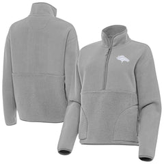 Denver Broncos Antigua Women's Figure Half-Zip Sweatshirt Gray | NFL