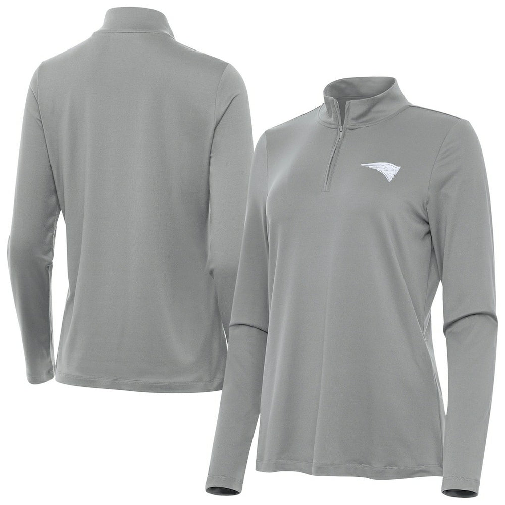 New England Patriots Antigua Women's Reprocess Quarter-Zip Top Gray | NFL