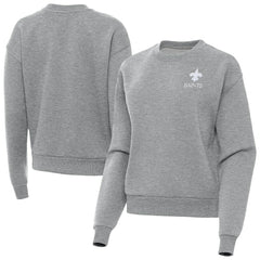 New Orleans Saints Antigua Women's Victory Crew Pullover Sweatshirt Heather Gray | NFL