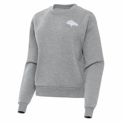 Denver Broncos Antigua Women's Victory Crew Pullover Sweatshirt Heather Gray | NFL