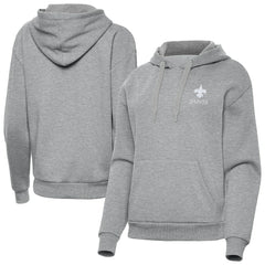 New Orleans Saints Antigua Women's Victory Pullover Hoodie Heather Gray | NFL