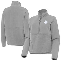 Minnesota Vikings Antigua Women's Figure Half-Zip Sweatshirt Gray | NFL