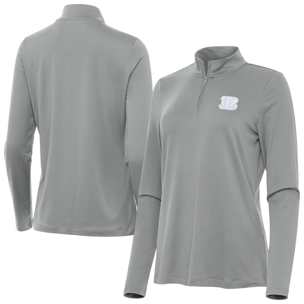 Cincinnati Bengals Antigua Women's Reprocess Quarter-Zip Top Gray | NFL