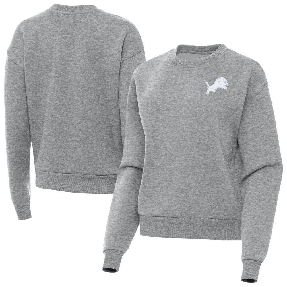 Detroit Lions Antigua Women's Victory Crew Pullover Sweatshirt Heather Gray | NFL