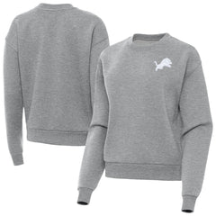 Detroit Lions Antigua Women's Victory Crew Pullover Sweatshirt Heather Gray | NFL
