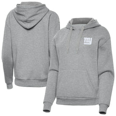 New York Giants Antigua Women's Victory Pullover Hoodie Heather Gray | NFL