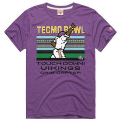 Cris Carter Minnesota Vikings Homage Unisex Tecmo Bowl Retired Player Graphic Tri-Blend T-Shirt Purple | NFL