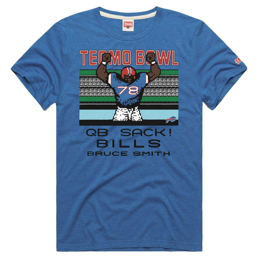 Bruce Smith Buffalo Bills Homage Unisex Tecmo Bowl Retired Player Graphic Tri-Blend T-Shirt Royal | NFL