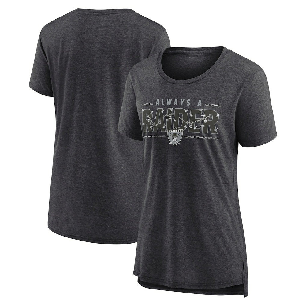 Las Vegas Raiders Women's Vintage Graphic Tri-Blend Scoop Neck T-Shirt Charcoal | Nike for Sale