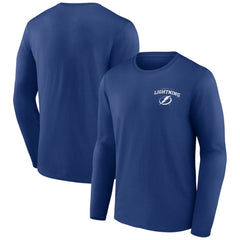 Tampa Bay Lightning Blue Team Lockup Long Sleeve T-Shirt - NHL