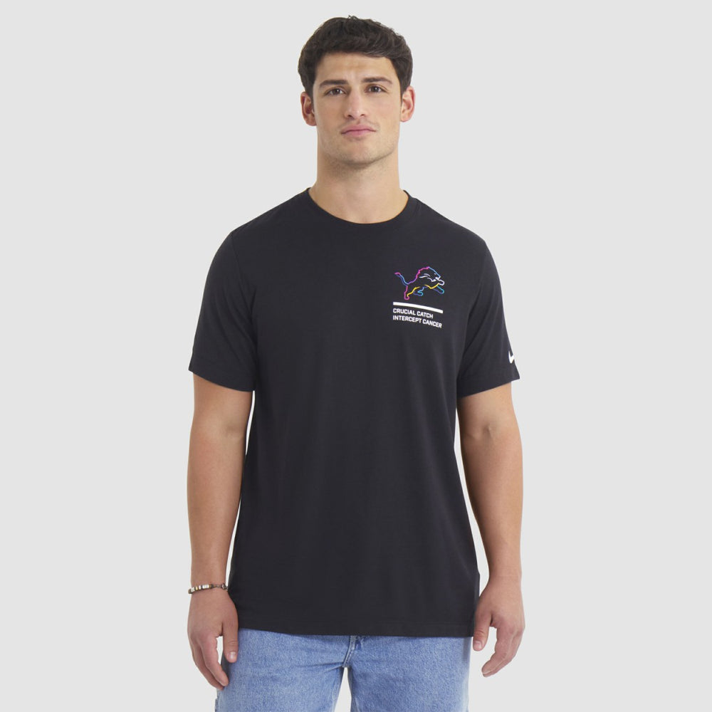 Detroit Lions 2025 NFL Crucial Catch Tri-Blend Dri-FIT T-Shirt Black | Nike for Sale