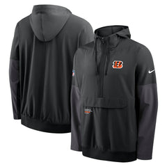 Cincinnati Bengals Sideline Anorak Half-Zip Hoodie Jacket Black | Nike for Sale