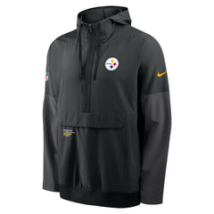 Pittsburgh Steelers Sideline Anorak Half-Zip Hoodie Jacket Black | Nike for Sale