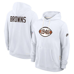 Cleveland Browns Sideline Standard Issue Alt 2 Dri-FIT Hoodie White | Nike for Sale