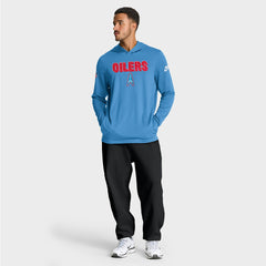 Tennessee Titans Sideline Oilers Throwback Dri-FIT Long Sleeve Hoodie T-Shirt Light Blue | Nike for Sale