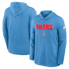 Tennessee Titans Sideline Oilers Throwback Dri-FIT Long Sleeve Hoodie T-Shirt Light Blue | Nike for Sale