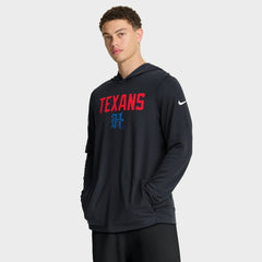 Houston Texans Sideline Pass Accuracy Dri-FIT Long Sleeve Hoodie T-Shirt Blue | Nike for Sale