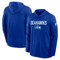 Seattle Seahawks Sideline Pass Accuracy Dri-FIT Long Sleeve Hoodie T-Shirt Royal | Nike for Sale