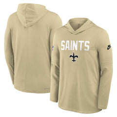 New Orleans Saints Sideline Pass Accuracy Dri-FIT Long Sleeve Hoodie T-Shirt Gold | Nike for Sale