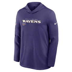 Baltimore Ravens Sideline Pure Fury Performance Long Sleeve Hoodie T-Shirt Purple | Nike for Sale