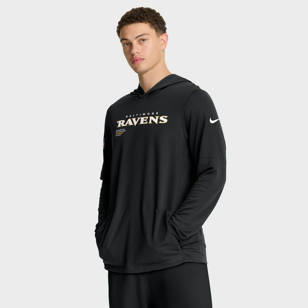 Baltimore Ravens Sideline Pure Fury Performance Long Sleeve Hoodie T-Shirt Black | Nike for Sale