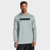 Las Vegas Raiders Sideline Pure Fury Performance Long Sleeve Hoodie T-Shirt Silver | Nike for Sale