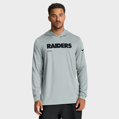 Las Vegas Raiders Sideline Pure Fury Performance Long Sleeve Hoodie T-Shirt Silver | Nike for Sale