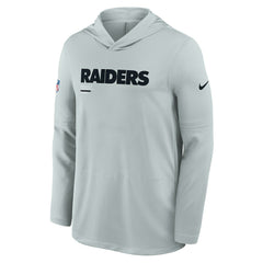 Las Vegas Raiders Sideline Pure Fury Performance Long Sleeve Hoodie T-Shirt Silver | Nike for Sale