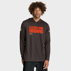 Cleveland Browns Sideline Pure Fury Performance Long Sleeve Hoodie T-Shirt Brown | Nike for Sale