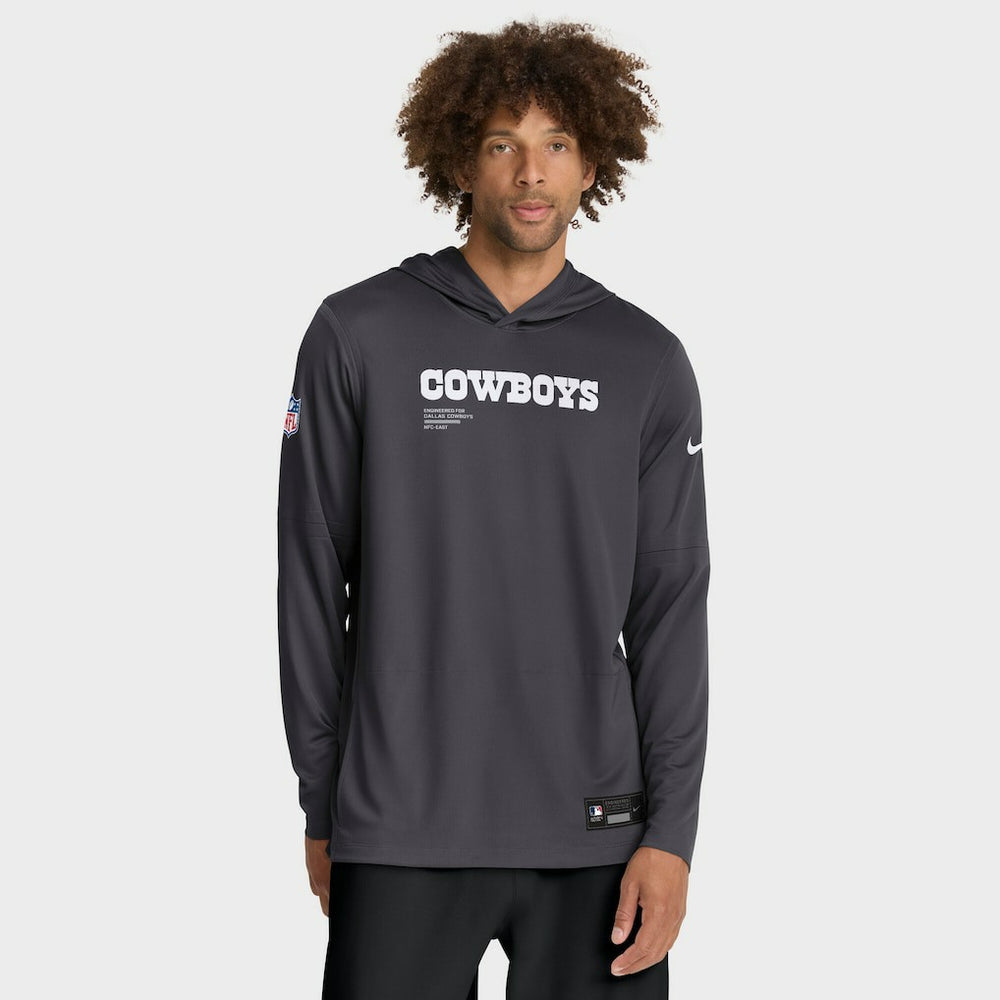 Dallas Cowboys Sideline Pure Fury Performance Long Sleeve Hoodie T-Shirt Anthracite | Nike for Sale
