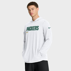 Green Bay Packers Sideline Pure Fury Performance Long Sleeve Hoodie T-Shirt White | Nike for Sale