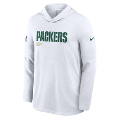 Green Bay Packers Sideline Pure Fury Performance Long Sleeve Hoodie T-Shirt White | Nike for Sale