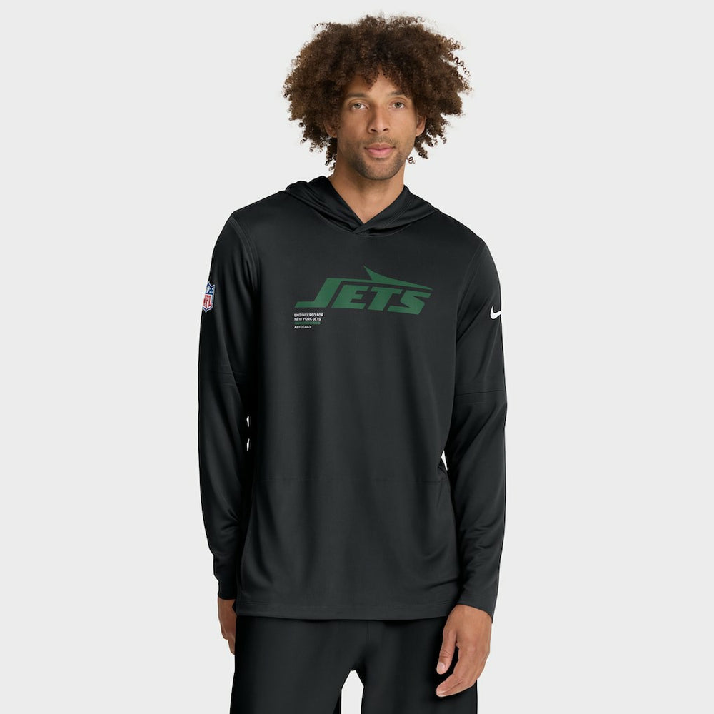 New York Jets Sideline Pure Fury Performance Long Sleeve Hoodie T-Shirt Black | Nike for Sale