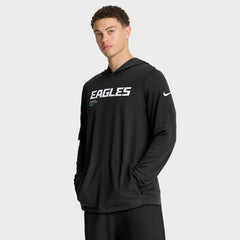 Philadelphia Eagles Sideline Pure Fury Performance Long Sleeve Hoodie T-Shirt Black | Nike for Sale
